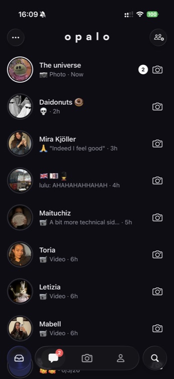 opalo inbox — private messaging with the few people you actually talk to