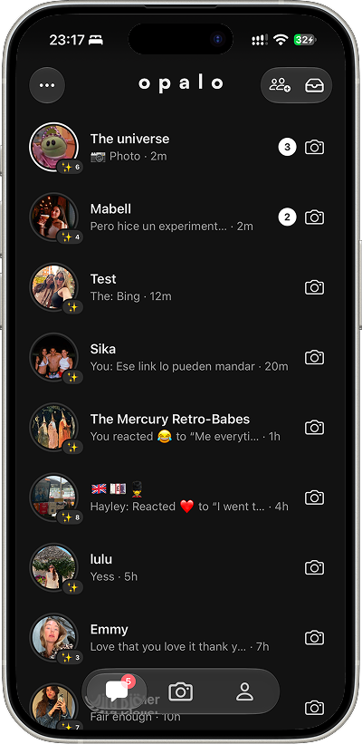 opalo inbox — private messaging with the few people you actually talk to